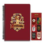 MCSID RAZZ Harry Potter Pack of 2 Gryffindor No 1 A5 Notebook with set of 6 Magnetic Bookmarks - Officially Licensed by Warner Bros,USA