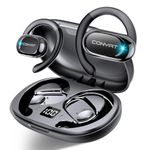 Conyat Open Ear Headphones, 58H Playtime Bluetooth 5.4 Wireless Earbuds with Immersive Stereo, Air Conduction Earphones with HD Mic, ENC Clear Calls/LED Display/IPX7 Waterproof Open Ear Earbuds, Black