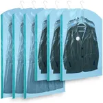 LEVERLOC Hanging Vacuum Storage Bags Space Saver Bags for Clothes, 3 Long 3 Medium, Blue Vacuum Seal Storage Bags for Coat, Clothes Garment Bags