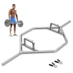 GYMAX Olympic Hex Bar, Folding Trap Bar 56" Chrome Finish Hex Weight Lifting Bar Deadlift Bar with Two-Handle, for Squats, Deadlifts, Shrugs Power Pulls, 800Lbs Weight Capacity (Silver, 1" Sleeve)