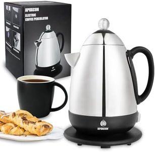 APOXCON Electric Coffee Percolator Stainless Steel Coffee Maker with Clear Brew Progress Knob and No-Drip Spout Auto Keep Warm & Cordless Serving Coffee pot with On/OFF Switch Fast Brew (10 Cup)