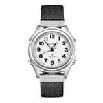 Hearkent Ladies Talking Watch for Visually impaired with Large Numbers, American Voice, Nylon Strap, Self Setting, Gift for Blind or Elderly People, BLACK, talking watch