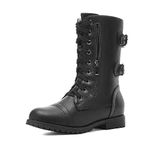 DREAM PAIRS Women's Winter Faux Fur Lined Mid Calf Riding Combat Boots,Size 11,Black,TERRAN-SNOW