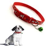 Pups&Pets Puppy Nylon 15MM Cute Soft Collar | Adjustable face Print with Sound Bell | Safe Neck Belt for Small Dogs and Cats - 1Pcs (RED)