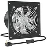 HG Power 150mm Kitchen Exhaust Fan 525m³/h Stainless Steel Ventilation Fan with UK Plug Low Noise Extractor with Backdraft Damper for Home Bathroom Garage, Black