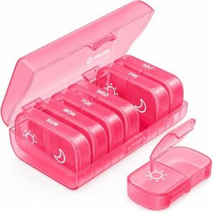 AUVON XL Weekly Pill Organizer 2 Times a Day, AM PM Pill Case with One-Side Large Opening for Easy to Use, Pill Box 7 Day Travel Medication Organizer for Medications, Vitamins, Fish Oils, Supplements