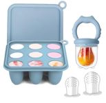 Silicone Baby Fruit Food Feeder Pacifier & Breastmilk Popsicle Freezer Molds, Baby Food Storage Containers Breast Milk Ice Cubes (Blue)