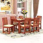 FURNITUREWALLET Sheesham Wood Dining Table 6 Seater|6 Seater Dining Set With Chairs For Dining Room|Dinning Table 6 Seater Honey Color