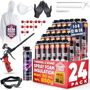 Spray Foam Insulation Kit (24 PK Kit-30oz) Expanding Sealant, Mega Size Closed Cell Spray Foam Heat Acoustic Insulation, High Density, Cleaner, Gun