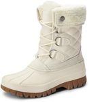 DREAM PAIRS Women's Winter Duck Boots Mid Calf Warm Insulated Faux Fur Lined Waterproof Lace Up Snow Boots,Size 10,Beige,SDSB2422W