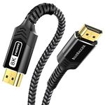 BlueRigger 10K 8K HDMI Cable - 20FT (8K 60Hz Ultra HD, 48Gbps High Speed, eARC, HDR10, 4:4:4, HDCP 2.3) - Compatible with Game Consoles, HDTV, Apple TV, Monitor, Blu-Ray