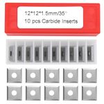 DIRAEEN 10PCS Square Corners Carbide Inserts 4 Edges，12x12x1.5mm Replacement for Woodworking Fits Spiral Helical Planer Cutter Head