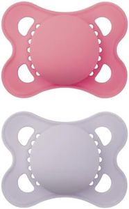 MAM Original Matte Baby Pacifier, Nipple Shape Helps Promote Healthy Oral Development, Sterilizer Case, 2 Pack, 0-6 Months, Girl,2 Count (Pack of 1)