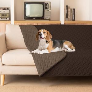 gogobunny 100% Double Sided Waterproof Dog Blanket Soft Pet Bed Cover Reversible Protect Furniture Couch Sofa Car for Puppy Cat (Dark Coffee/Light Coffee, 82x120 Inch (Pack of 1))