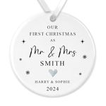 Personalised First Christmas as Mr and Mrs Bauble, Custom 1st Christmas Married Ornament, 1st Xmas Newlywed Christmas Ornament, 1st Xmas Married, Just Married