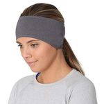 TrailHeads Women’s Ponytail Headband | Moisture Wicking Ear Band | The Power Running Headband - heather grey