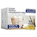 Clean People Laundry Detergent Pods - Recyclable Packaging, Hypoallergenic, Stain Fighting - Ultra Concentrated, Laundry Soap - Fragrance Free, 96 Pack