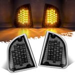 Partsam 1Pair Amber 29 LED Front Turn Signal Lights and Parking Lights Assembly Replacement for Kenworth T600 T660 K300 T300 T330, Smoked Lens,LH & RH, 1157 Plug