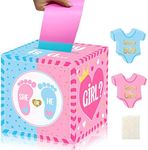 Hongpar Baby Gender Reveal Pull Out Game Box,Gender Voting Box with 60 Ballot Cards, Boy or Girl, Party Supplies,Pink and Blue