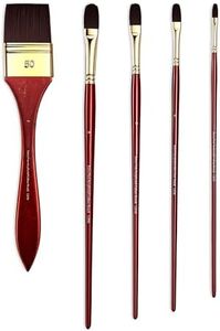 rubens Acrylic Filbert Paint Brushes Set, 5 Pcs Professional Paint Brushes Set, Long Wooden Handles Artist Brushes Nylon Bristles with Filbert, Wide Flat for Acrylic Oil Gouache Watercolor Painting