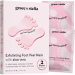 grace & stella Award-Winning Foot Peeling Mask - Foot Peel Masks with Aloe Vera (2 Pairs, Unscented) - Moisturizing Foot Masks That Remove Dead Skin, Exfoliating Foot Mask for Dry Cracked Feet