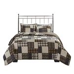 Madison Park Reversible Quilt Cabin Lifestyle Plaid Design - All Season, Breathable Coverlet Bedspread Bedding Set, Matching Shams, Timber Black/Brown Full/Queen(90"x90") 3 Piece