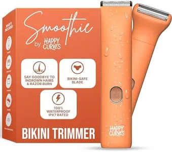 HAPPY CURVES Smoothie Bikini Trimmer - Electric Razor for Women, Waterproof Hair Trimmer with Adjustable Guards, Personal Shaver for Pubic Hair, Ladies Intimate Shaver and Body Hair Trimmer (Mango)