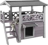 Cat House Outdoor Indoor Kitty Houses with Escape Door for Cats Insulated, Weatherproof Roof