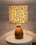 Homesake® Lamp, Table Lamp, Night Lamp for Bedroom, Lamp for Living Room, Bedside Lamp, Table Lamp for Bedroom, Bedroom Decoration Items, Room Decor, Dovel Pot - (Wooden Base, Savanna)