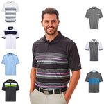 Under Par Men's Golf Pro Quality Breathable Moisture Wicking Quick Dry Polo Shirt, Black/Mulberry/Grey, Small