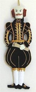 St. Nicolas- William Shakespeare - Embroidered Christmas Ornament - Zari, Multicolor