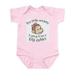 CafePress Big Sister to Be Monkey Face Body Suit Cute Infant Bodysuit Baby Romper Petal Pink