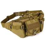 Outdoor Unisex Waist Bag Tactical Military Waist Pack Chest Bag Pouch, 35 x 17 x 4 cm (Brown)