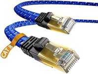 DanYee Nylon Braided CAT8 Ethernet Cable - High Speed Professional Gold Plated Plug STP Wires - 3ft to 100ft (Blue 100ft)