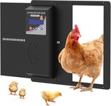 Automatic Chicken Coop Door with Timer, Gear Lifter Poultry Gate,Battery Powered, Evening and Morning Delay, Full Aluminum Door, Automatic Chicken Door Opener with LED Liquid Crystal Display(Black)