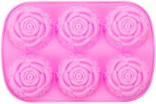 MOTZU 6 Cavity Rose Flower Silicone Ice Cube Candy Chocolate Cake Cookie Cupcake Baking Soap Mould