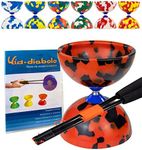 Juggle Dream Jester Diabolo Set - Fixed Axle Professional Diabolo with Super Glass Handsticks, Online Learning Video - Juggling Toy (Black/Red)