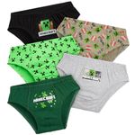 Minecraft Boys Briefs, Soft Breathable Stretchy Pants Pack of 5 Cotton Boys Underwear - Boys Gifts (Multi, 9-10 Years)