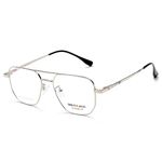 grey jack Poalrized Metal Frame Clip on Glasses,Square Shape and Double Bridge Design Spectacle Frame with 3PCS Mangetic Lens for Myopic Men Women GJ8112 Silver Frame