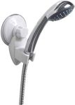 Non-Rotating Hand-Held Shower Head Bracket in White - Secure Suction Cup Mount, Fits Up to 1-Inch Base, No Drilling Required