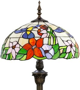 4MYHOME Tiffany Floor Lamp Hummingbird Amber Stained Glass Standing Reading Light 16X16X64 Inches Antique Pole Corner Lamp Decor Bedroom Living Room Home Office S101 Series…