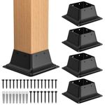 4x4 Post Base (Internal 3.5x3.5 Inch) with Screws Heavy Duty Powder-Coated Steel Post Bracket Fit for 4"x4" Wood Post, Decking Post Base for Deck Porch Handrail LJJDZ6x3.53x2.46LZDZ JWH (5)