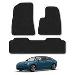 Car Mats Compatible with Tesla Model 3 (2019+) Tailored Fit Black Carpet Car Floor Mats Set Accessory Custom Fit 4 Pieces - Anti Slip Backing & Black Binding Trim Edge