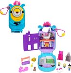 Polly Pocket Playset, 1 Doll,2 Minions and Fluffy The Unicorn Toy, Minions Compact with 9 Accessories