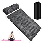 Massage Mat and Pillow Set, Three-Piece Water Drop Lotus Shape Yoga Massage Cushion, ACU Pressure Mats Pillow Set Back Neck Relief Muscle Relaxation, Targets Pressure Points to Relieve BodyPain