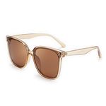 FEISEDY Retro Oversized Square Polarized Sunglasses Women Clear Minimalist Style B2600