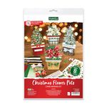 Katy Sue Designs Christmas Flower Pots Card Making Kit. Contains 8 Cards & Envelopes, 4 Sheets Decoupage, 1 Sheet Bows, Adhesive Pads & 2 Sheets Sentiment Banners for Christmas Card Making