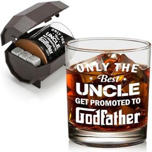 Godfather Proposal Gifts, Pregnancy Announcement Gift for Brothers & Uncles, Rocks Glass & Bourbon Barrel Set for Christmas, Only The Best Uncles Get Promoted to Godfather