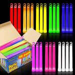 PartySticks Glow Sticks Party Supplies for Kids and Adults (50pk Assorted) - 6 Inch Bulk Glow Light Up Sticks Party Favors, Glow in the Dark Party Decorations, Waterproof Nontoxic Glow Necklaces