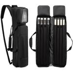 Ezgnuk Billiards Cue Case，Stick Carrying Case Holds 2 Balls, 4 Shafts, and 1 Stand, Equipped with a Spacious Front Pocket and Adjustable Shoulder Straps, Lightweight, Soft, and Easy to Carry.（Black）